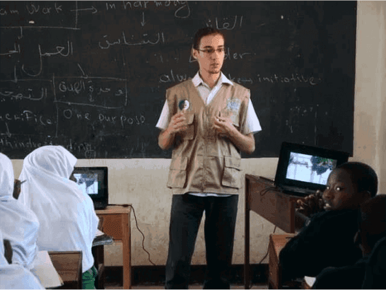 A Sabili Foundation member engaging with students in a classroom