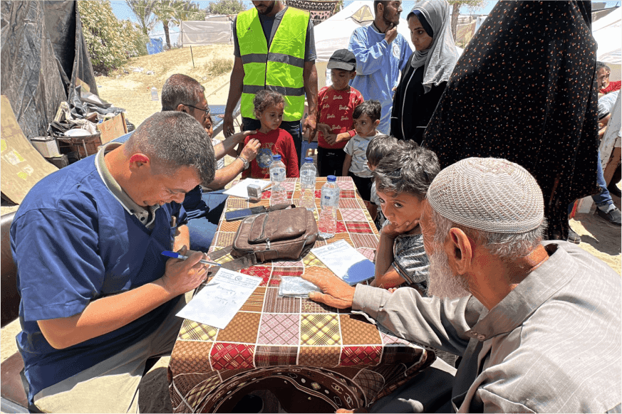 Providing medical assistance for displaced and injured Palestinians